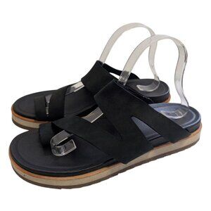 Merrell Juno Wrap Sandals Black Leather Platform Toe Loop Womens Size 10 J000574